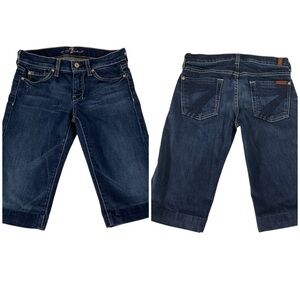 7 For All Mankind Dojo Bermuda Denim Shorts Sz 25 Dark Wash Stretch Made in USA